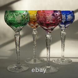 SET of FOUR NACHTMANN TRAUBE Cut to Clear Crystal Hock Wine Glasses 8.25 T