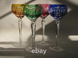 SET of FOUR NACHTMANN TRAUBE Cut to Clear Crystal Hock Wine Glasses 8.25 T