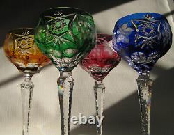 SET of FOUR NACHTMANN TRAUBE Cut to Clear Crystal Hock Wine Glasses 8.25 T