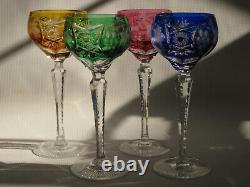 SET of FOUR NACHTMANN TRAUBE Cut to Clear Crystal Hock Wine Glasses 8.25 T