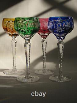 SET of FOUR NACHTMANN TRAUBE Cut to Clear Crystal Hock Wine Glasses 8.25 T