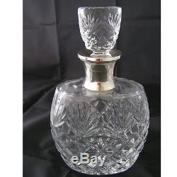 SILVER WINE DECANTER. HALLMARKED SILVER MOUNTED CRYSTAL WINE or SHERRY DECANTER