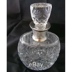 SILVER WINE DECANTER. HALLMARKED SILVER MOUNTED CRYSTAL WINE or SHERRY DECANTER