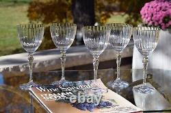 SIP IN ELEGANCE! 5 Vintage Gold Rimmed CRYSTAL Wine Glasses Mikasa, 1990's