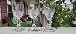 ST. LOUIS CRYSTAL MASSENET CLEAR CUT 6 BURGUNDY WINE Or WATER GLASSES SET OF 3