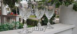 ST. LOUIS CRYSTAL MASSENET CLEAR CUT 6 BURGUNDY WINE Or WATER GLASSES SET OF 3