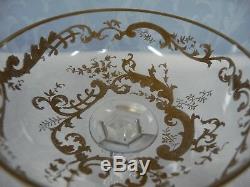ST. LOUIS CRYSTAL MASSENET GLASSES, CLEAR withGILT ENAMEL, 4 WINE & 3 CHAMPAGNE