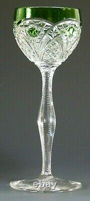 ST LOUIS Crystal Fancy Cut Design Green Hock Wine Glass / Glasses 7 3/4