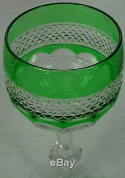 ST. LOUIS crystal TRIANON pattern HOCK or BURGUNDY WINE green 7-1/8