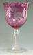 STEVENS & WILLIAMS Crystal Antique Cranberry Art Nouveau Floral Cut Wine Glass