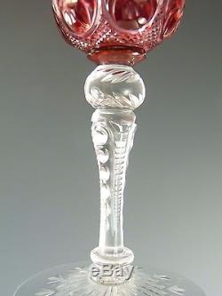 STEVENS & WILLIAMS Crystal Cranberry Fantasy Cut Wine Glass
