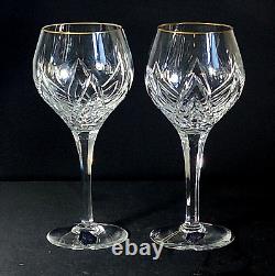 STUART CRYSTAL WOBURN GOLD WINE GLASSES, Cut Lead Crystal, ENGLAND, 2PC SET