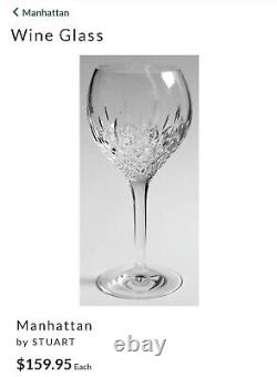 STUART Crystal Manhattan Wine Glasses 7¼ Set Of 4 Marked Discontinued Pattern