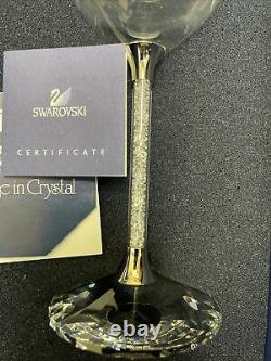 SWAROVSKI Wine Glass Pair Set Crystal Line Silver