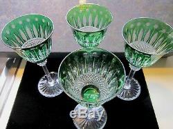 Saint Louis Crystal Green Cut To Clear (8) Hock Wine Glasses