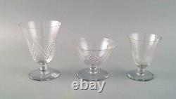 Saint-Louis, France. Eight sherry and wine glasses in clear crystal glass