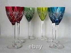 Saint Louis Set of 6 colored crystal drinking wine glasses'Chantilly' French