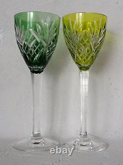 Saint Louis Set of 6 colored crystal drinking wine glasses'Chantilly' French