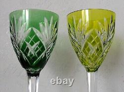 Saint Louis Set of 6 colored crystal drinking wine glasses'Chantilly' French