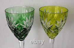 Saint Louis Set of 6 colored crystal drinking wine glasses'Chantilly' French