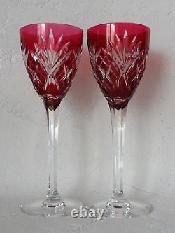 Saint Louis Set of 6 colored crystal drinking wine glasses'Chantilly' French