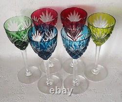 Saint Louis Set of 6 colored crystal drinking wine glasses'Chantilly' French