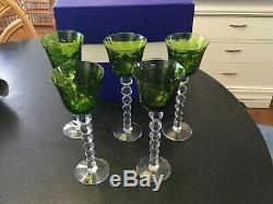 Saint Louis St Louis Crystal Green Bubbles Wine Hocks Glasses Individual Exc