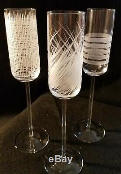 Salviati Crystal Champagne Flutes Assorted Set of 3 10 3/8 tall