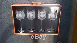 Salviati NEW Fine Crystal Venezia Italian Wine Glasses 4 Assorted Patterns Box