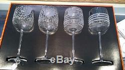 Salviati NEW Fine Crystal Venezia Italian Wine Glasses 4 Assorted Patterns Box