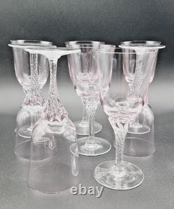 Sasaki Coronation Hawthorne Coral (Pink) Crystal Wine 6-¼ Tall Glasses Set of 8