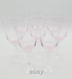 Sasaki Coronation Hawthorne Coral (Pink) Crystal Wine 6-¼ Tall Glasses Set of 8