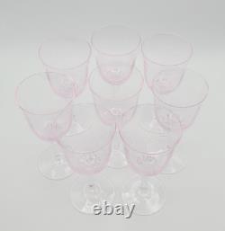 Sasaki Coronation Hawthorne Coral (Pink) Crystal Wine 6-¼ Tall Glasses Set of 8