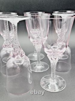 Sasaki Coronation Hawthorne Coral (Pink) Crystal Wine 6-¼ Tall Glasses Set of 8