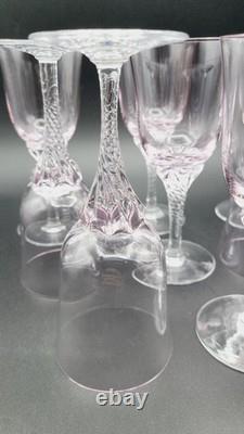 Sasaki Coronation Hawthorne Coral (Pink) Crystal Wine 6-¼ Tall Glasses Set of 8