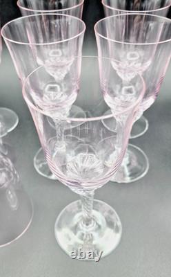 Sasaki Coronation Hawthorne Coral (Pink) Crystal Wine 6-¼ Tall Glasses Set of 8