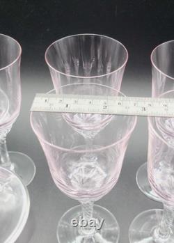 Sasaki Coronation Hawthorne Coral (Pink) Crystal Wine 6-¼ Tall Glasses Set of 8