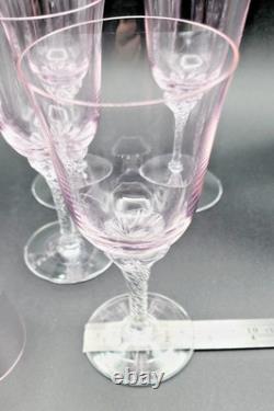 Sasaki Coronation Hawthorne Coral (Pink) Crystal Wine 6-¼ Tall Glasses Set of 8