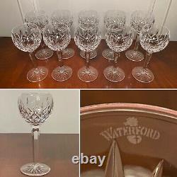 Set 10 Vintage WATERFORD CRYSTAL Lismore Tall Wine Glasses Hocks Goblets IRELAND
