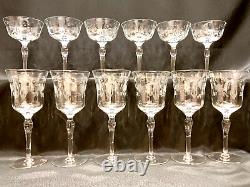 Set 12 Antique Grey Cut Goblets 6 Martini / Champagne Glasses & 6 Wine Glasses