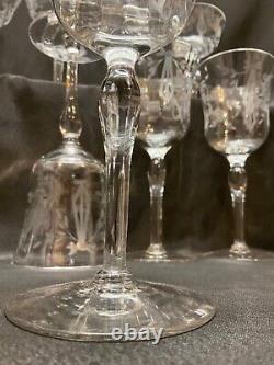 Set 12 Antique Grey Cut Goblets 6 Martini / Champagne Glasses & 6 Wine Glasses