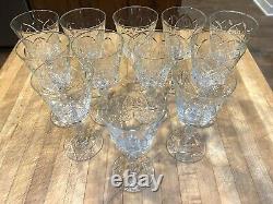 Set 12 Vintage Libbey Rock Sharpe Luxury Star Cut Crystal Wine Water Glasses 7