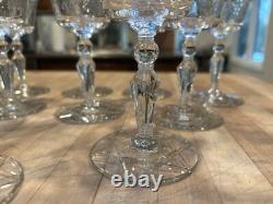 Set 12 Vintage Libbey Rock Sharpe Luxury Star Cut Crystal Wine Water Glasses 7