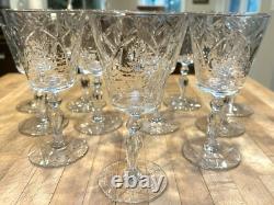 Set 12 Vintage Libbey Rock Sharpe Luxury Star Cut Crystal Wine Water Glasses 7