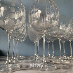 Set (18) Mikasa CHEERS 9 Balloon Red Wine Glasses Etched Geometric Large 24 oz