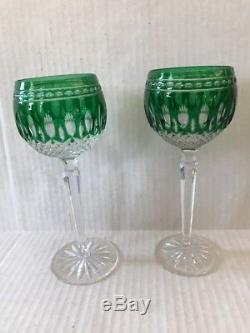 Set 2 Waterford Crystal Clarendon Wine Hock Glasses Emerald Green NEW Seahorse