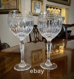 Set 2 Waterford Marquis Crystal Hanover Gold Balloon Wine Glasses