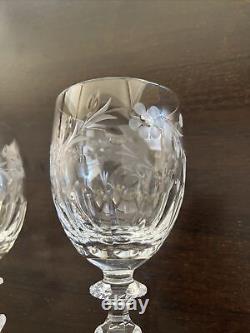 Set (2) Wine Goblets 7-3/4 Glasses Miller Rogaska Lead Crystal Country Garden