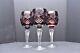 Set 3 Bohemian Czech Cut To Clear Crystal Wine Hocks Goblet Glasses Ruby Red