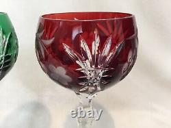 Set (3) CRYSTAL CLEAR INDUSTRIES MIxed CUT TO CLEAR Wine Glasses Bohemian 8 1/4